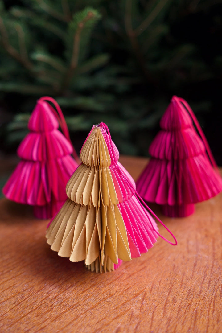 Pink Tree Paper Honeycomb Decorations