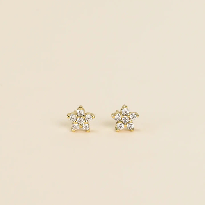 Pave Flower Stud Earring