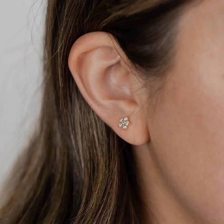 Pave Flower Stud Earring