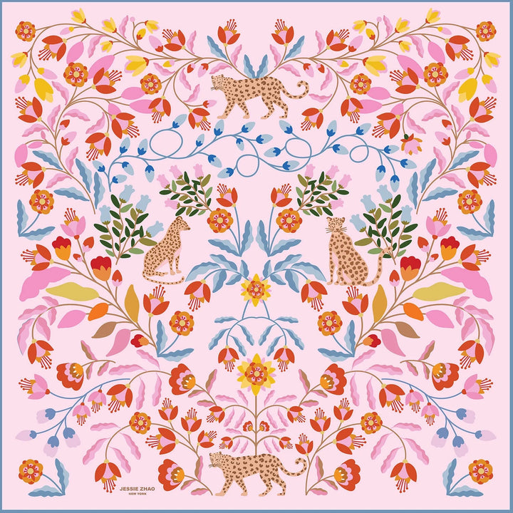 Pink Blossom Jungle Silk Scarf