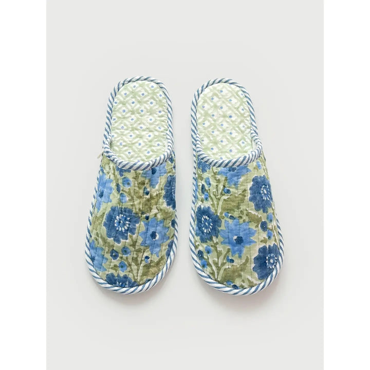 Block Print Slippers- Sage