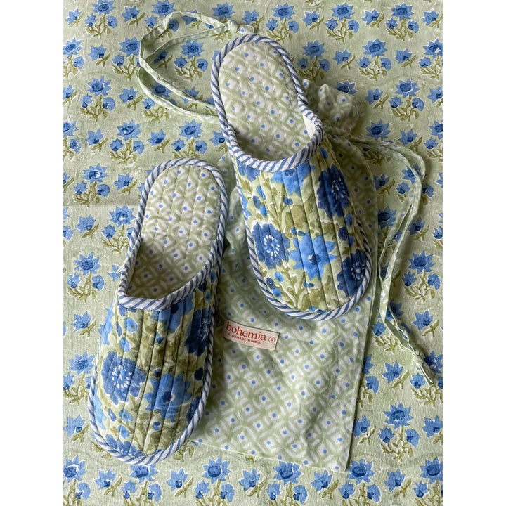 Block Print Slippers- Sage