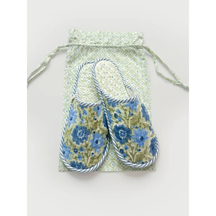 Block Print Slippers- Sage