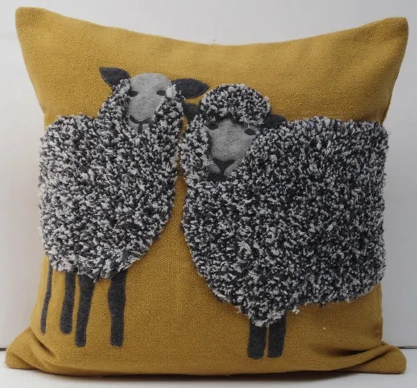 Sheep Duo Pillow- Mustard
