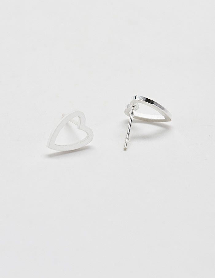 Silver Heart Outline Stud Earring- Pre Order
