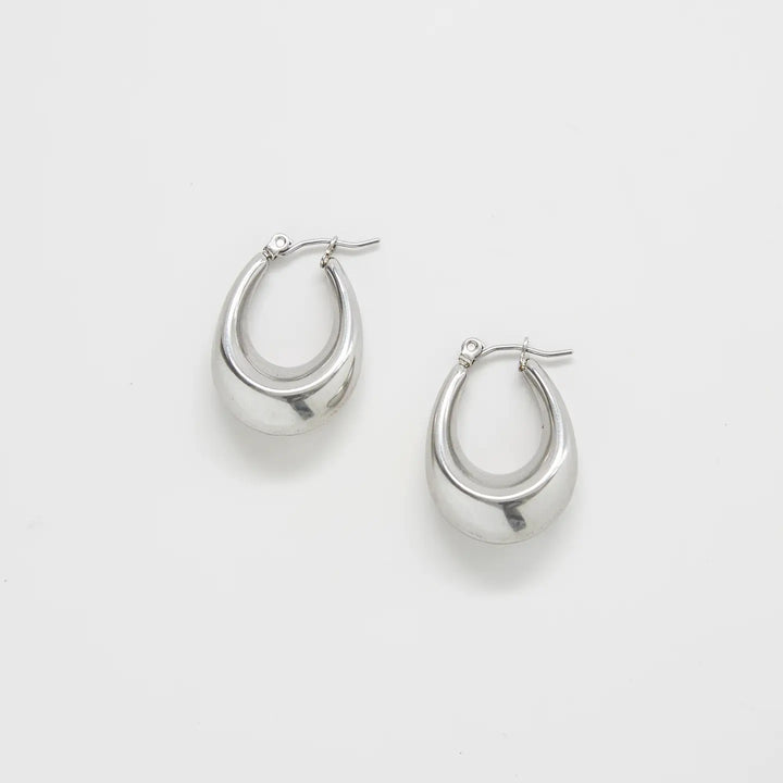 Silver Oval Hoop Earrings