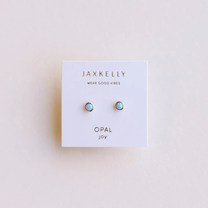 Simple Stud Earring- Fire Opal