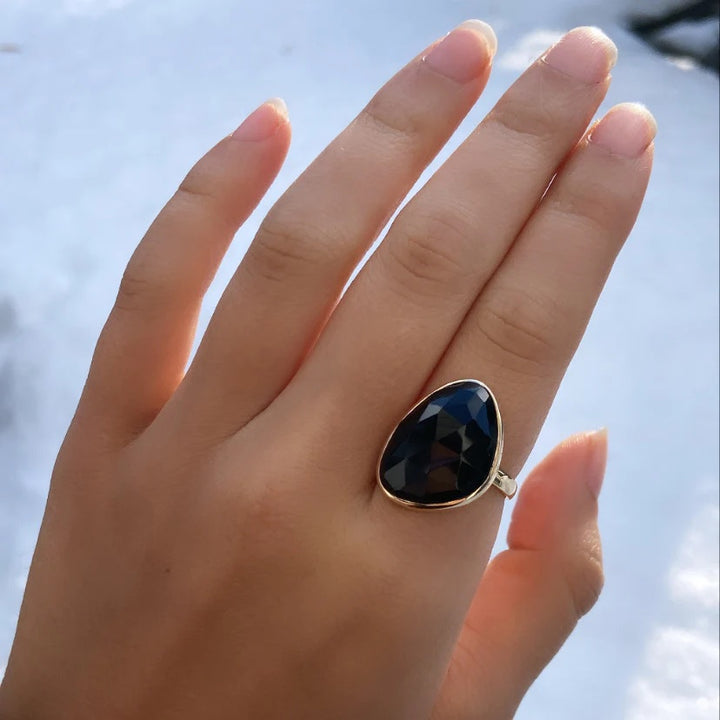 Large Gemstone Ring- Black Spinel
