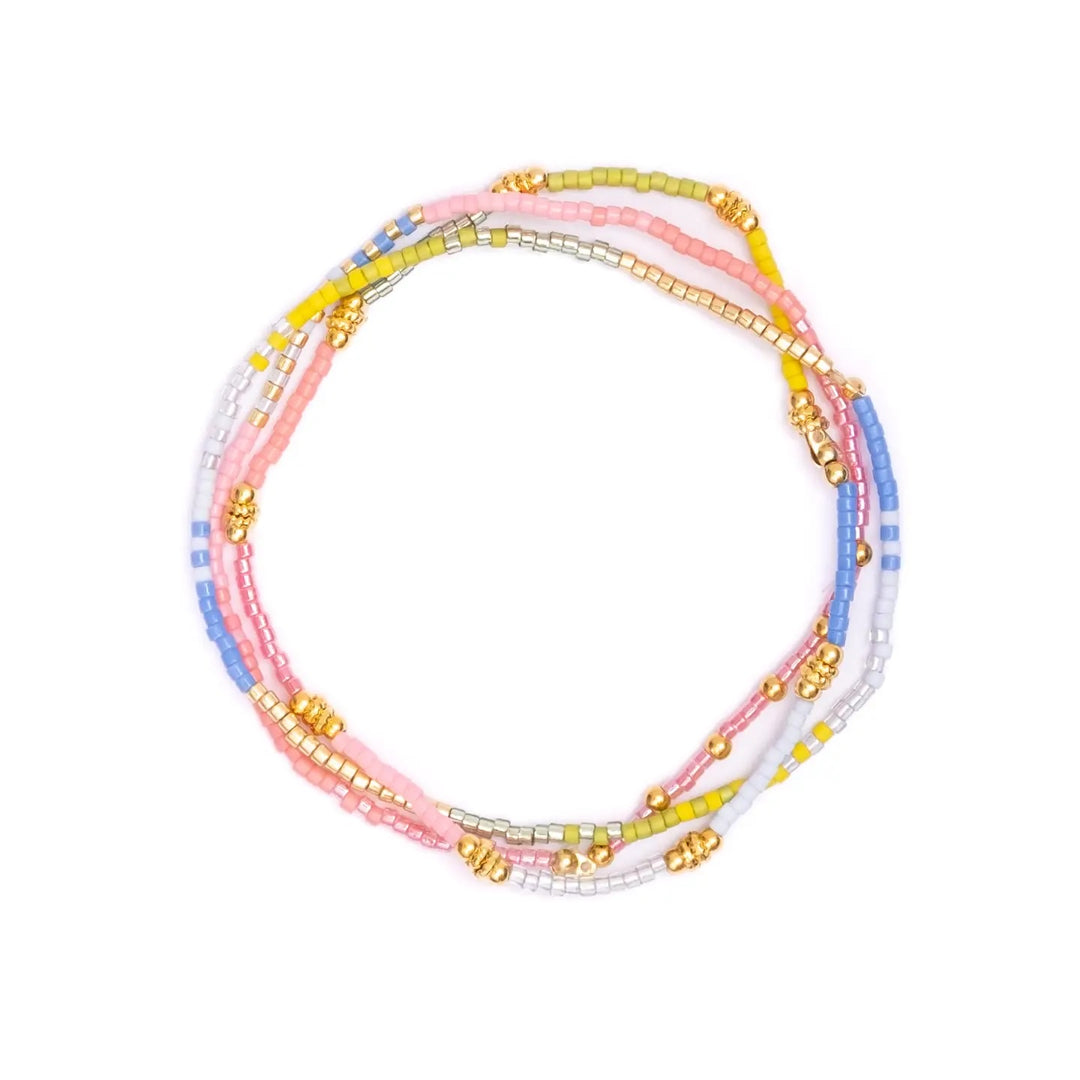 Beaded Stretch Bracelet- P/C/B