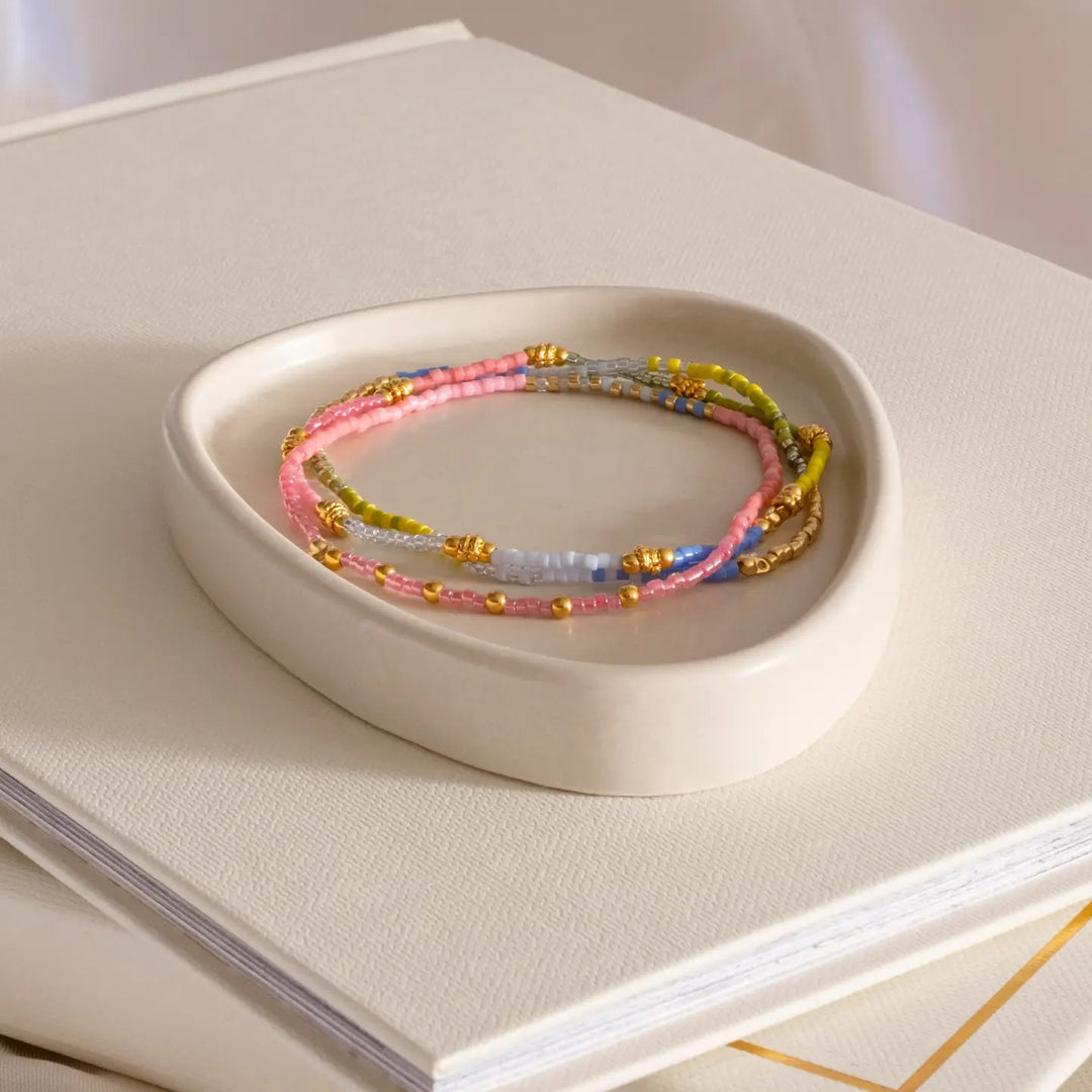 Beaded Stretch Bracelet- P/C/B