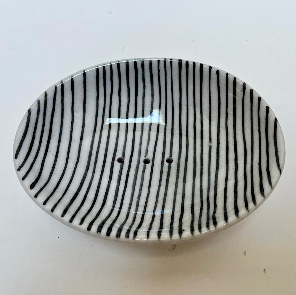 Black Striped Soap Dish