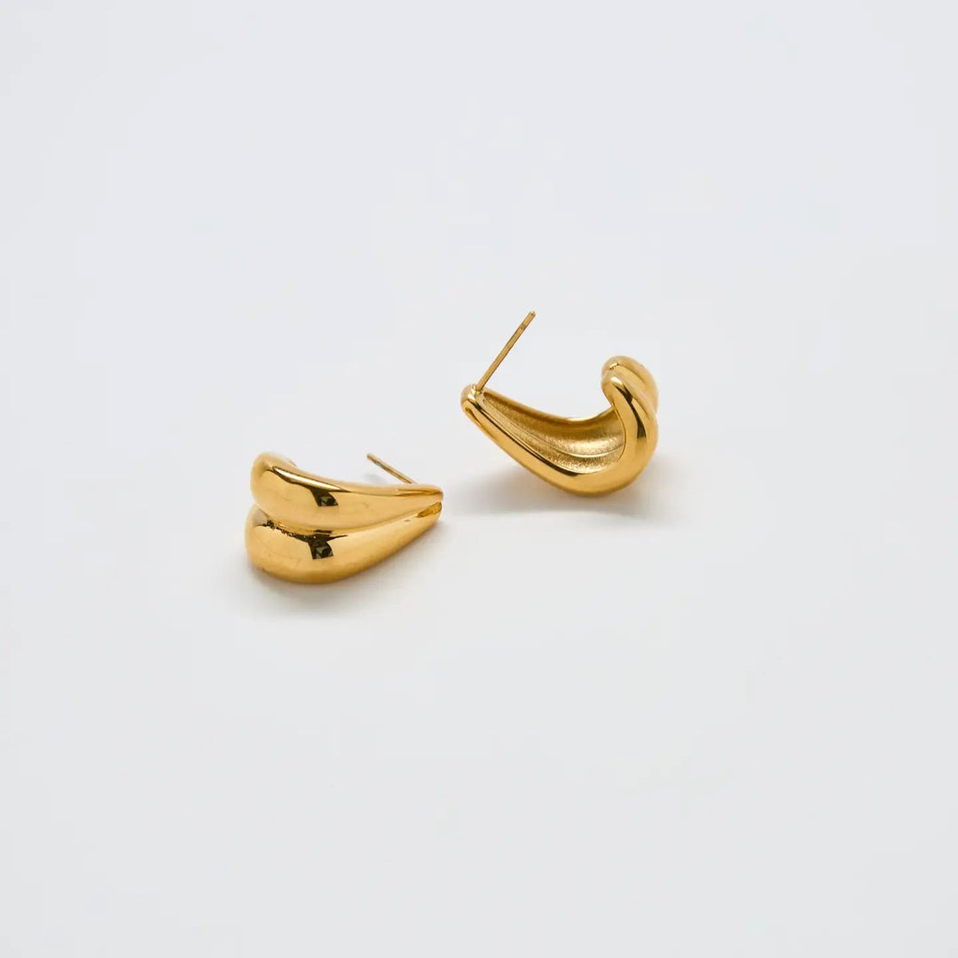 Tear Drop Hoop Earrings - Gold