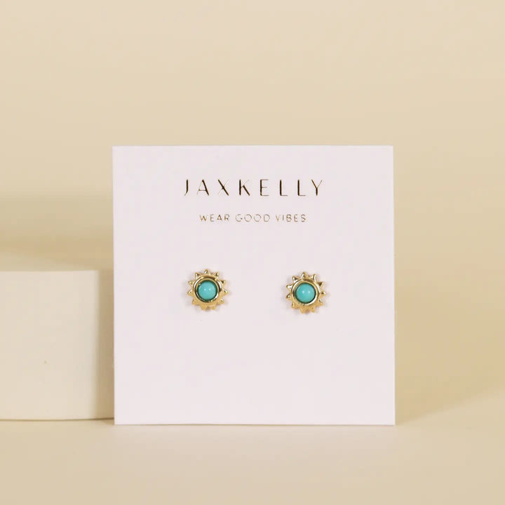 Turquoise Sun Gold Stud Earring