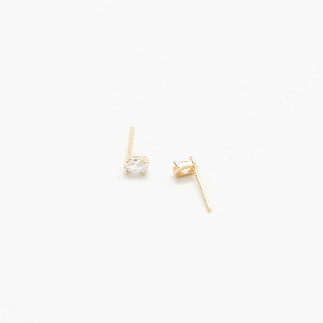 White CZ Oval Stud Earring