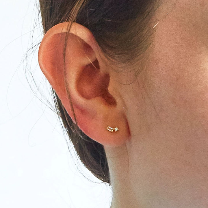 White Geo Baguette Stud Earring