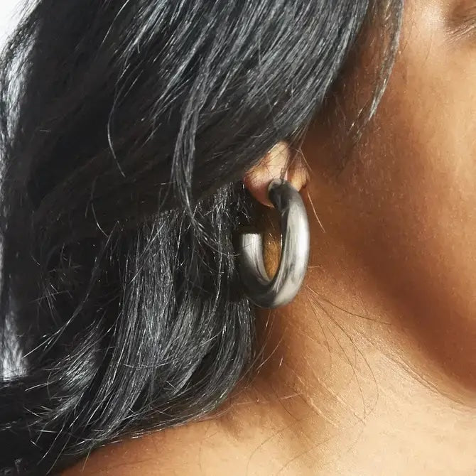 Wide Silver Hoop Earrings