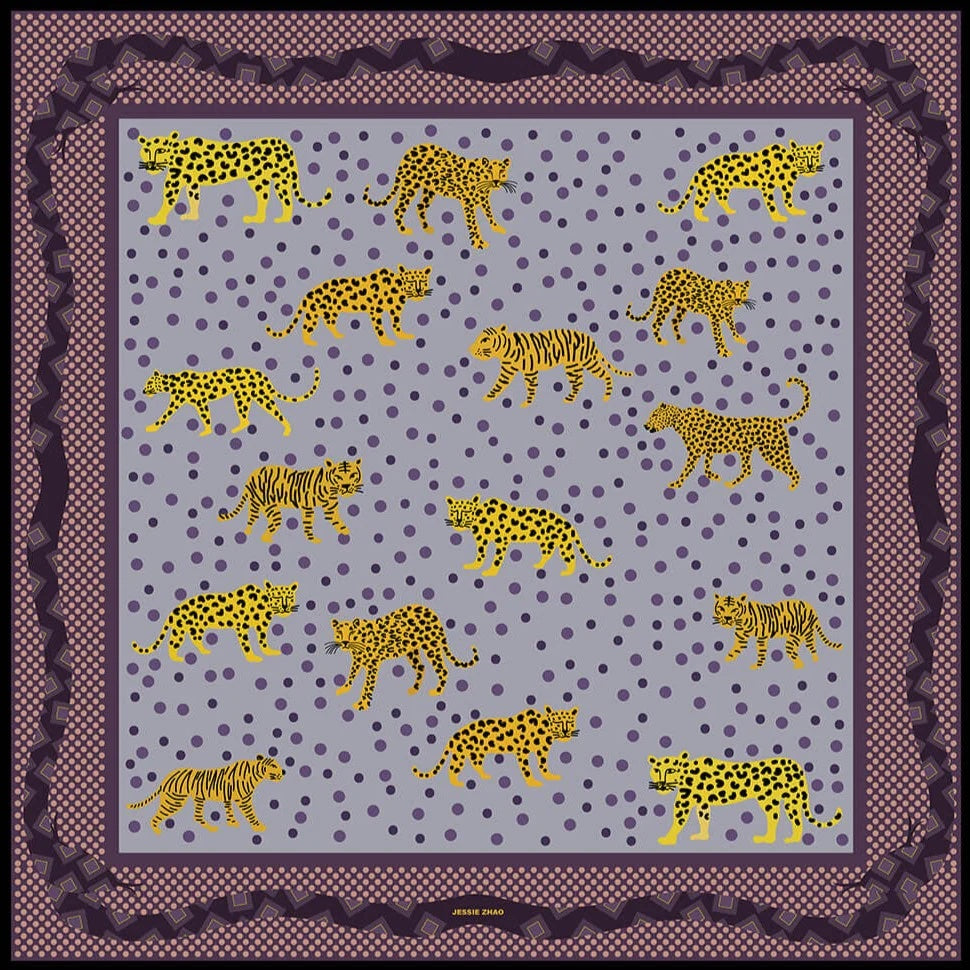 Yellow Leopards Silk Scarf