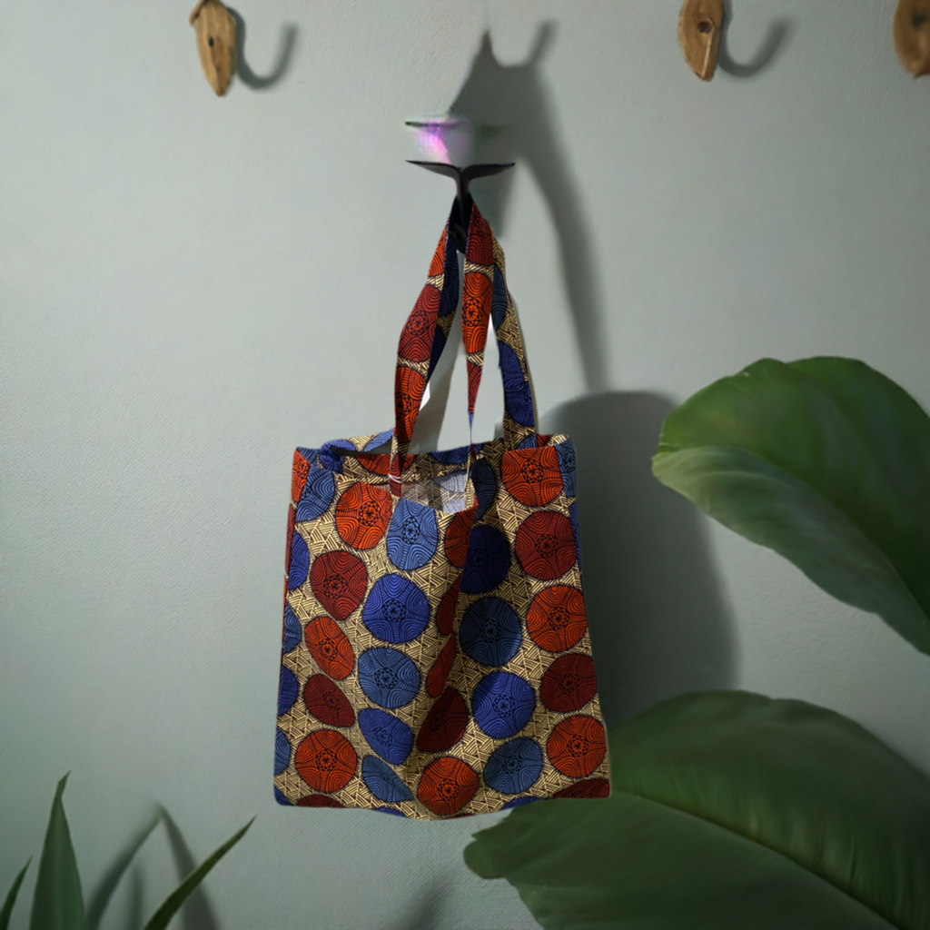 African Fabric Bag- Small Circles