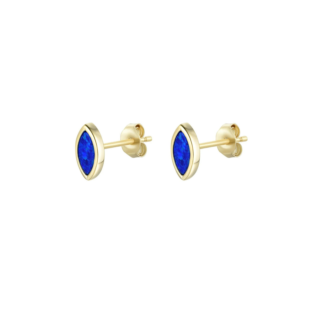 Marquise Stud Earrings - Indigo Opal