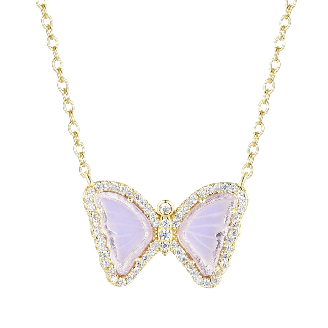 Mini Butterfly Necklace in Light Lavender