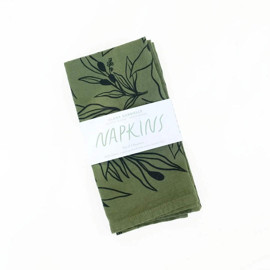 Olives Linen Napkins- Set of 2