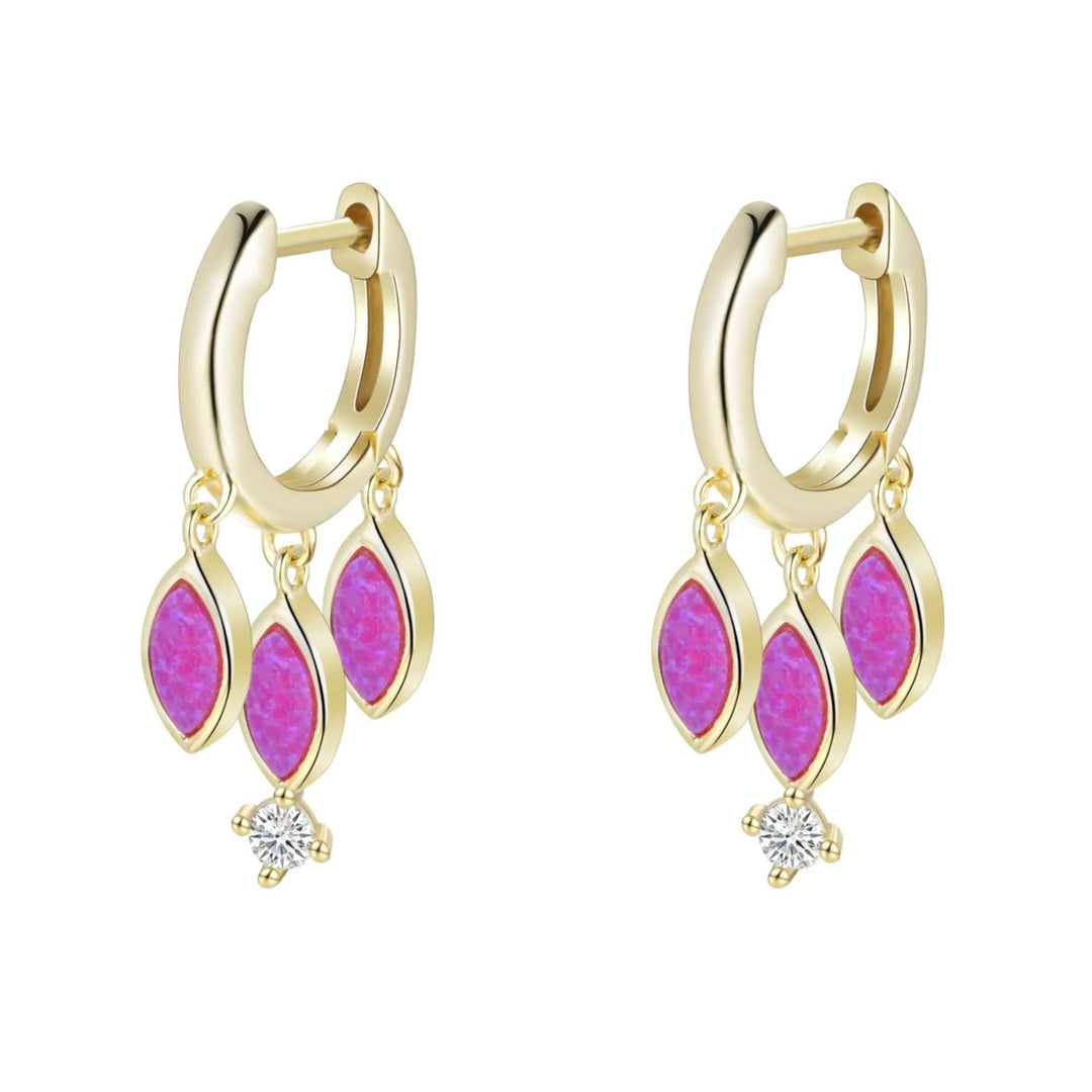 Boho Shaker Huggie Earrings - Fuchsia Opal