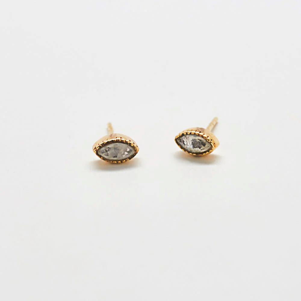 Rainbow Moonstone Teardrop Stud Earrings