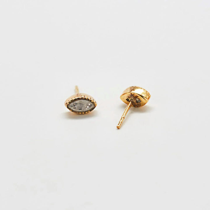 Rainbow Moonstone Teardrop Stud Earrings