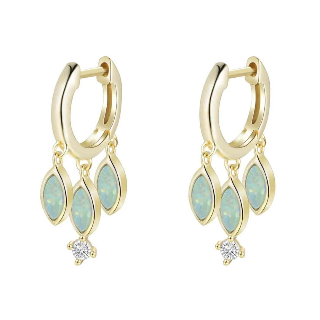 Boho Shaker Huggie Earrings - Light Green Opal
