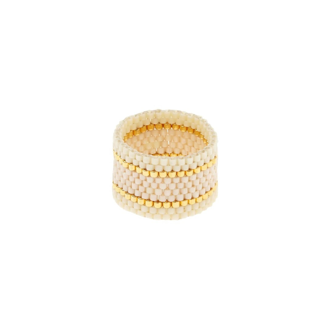 Woven Ring- Pearl/Cream/Gold