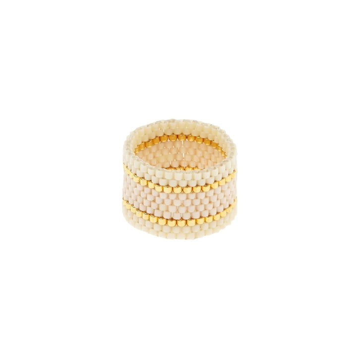 Woven Ring- Pearl/Cream/Gold