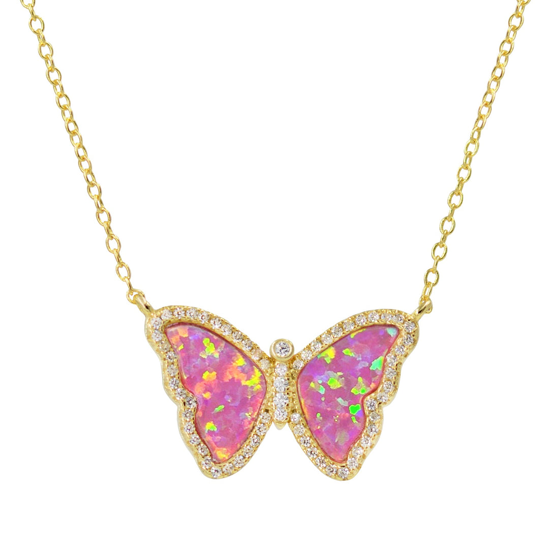 Fuchsia Opal Butterfly Necklace