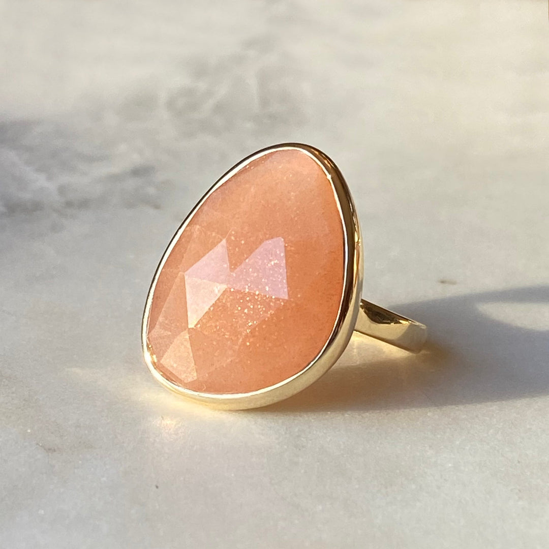 Peach Moonstone Gemstone Ring