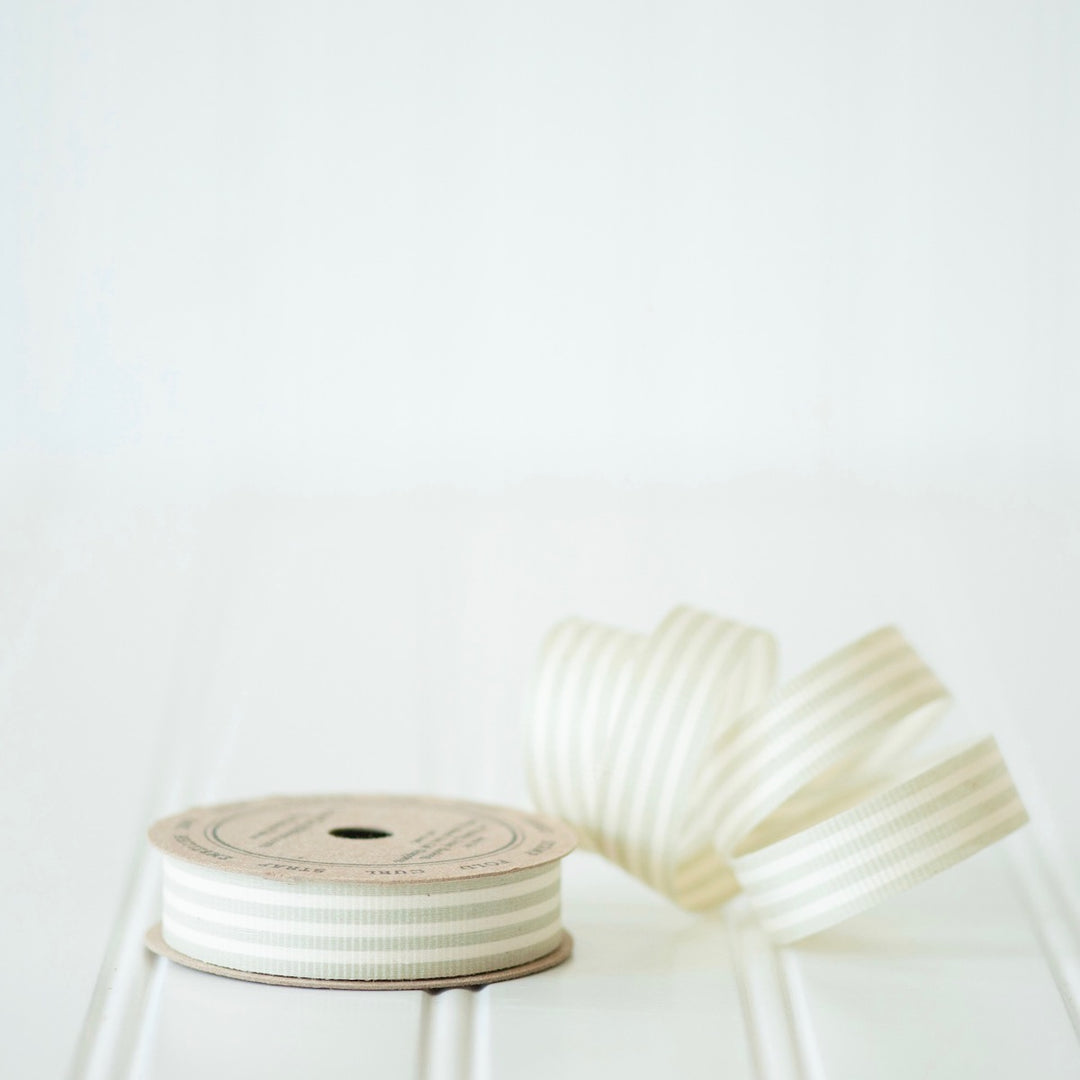 Cream Stripe Cotton Curling Ribbon