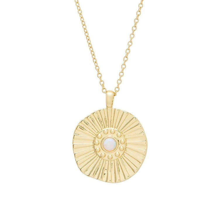 Opal Sunburst Pendant Gold