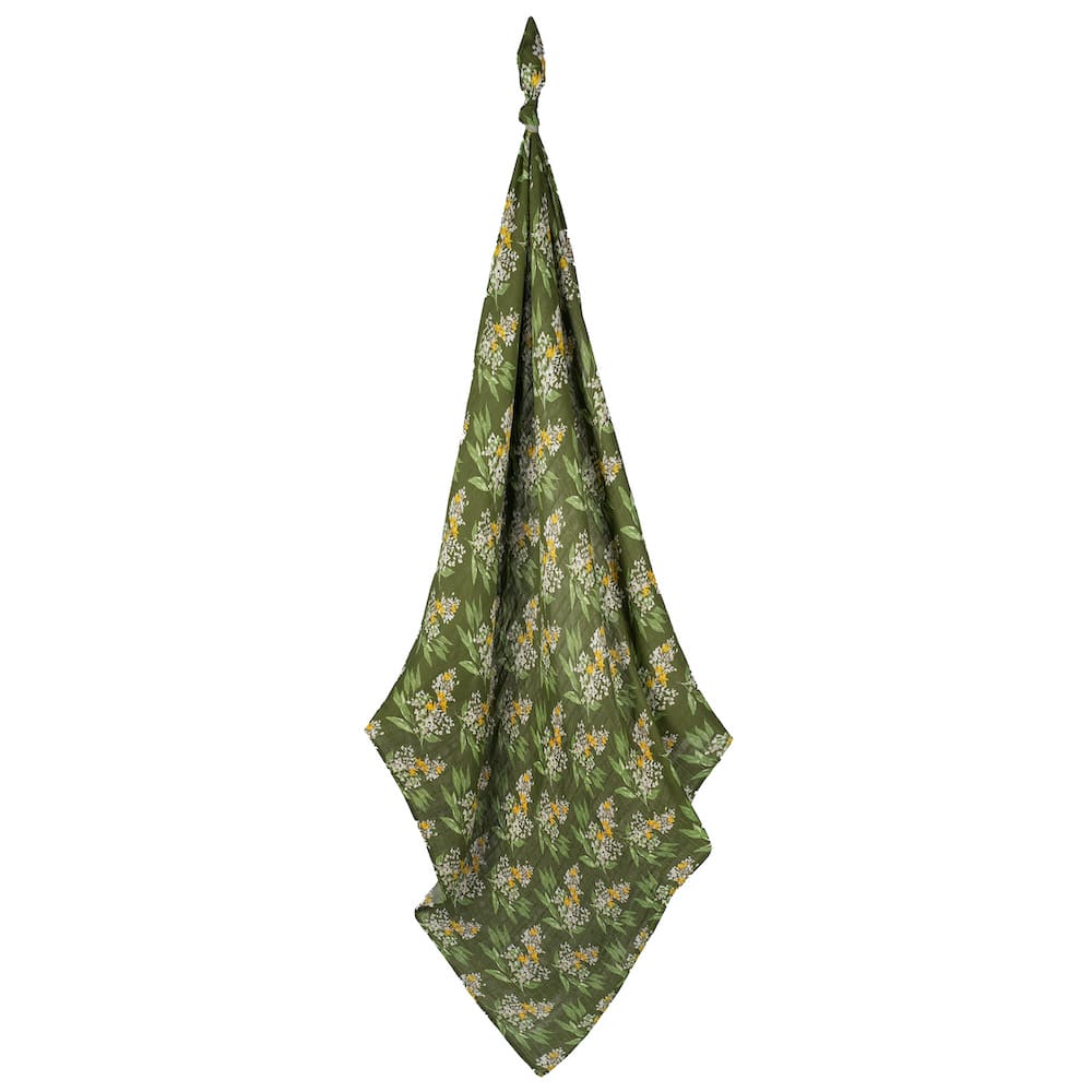 Green Floral Bamboo Cotton Swaddle